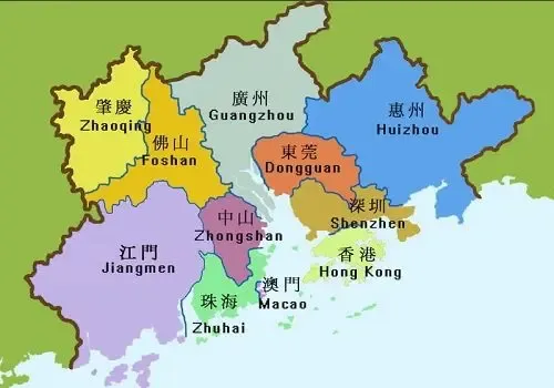 珠三角地域分布图