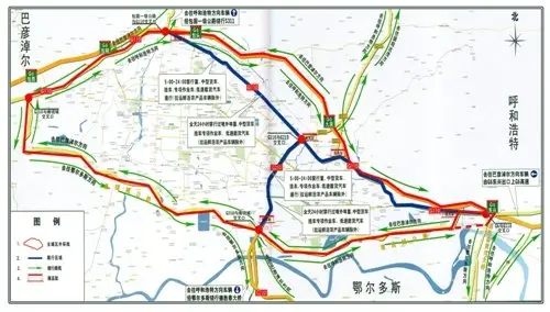 包头210及110国道城区段货运车限行绕行图