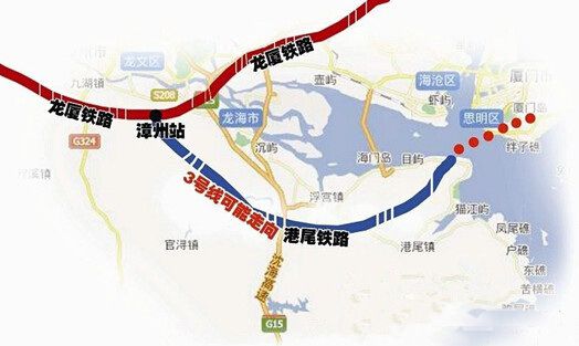 城际r3线,自厦门火车站出发,利用在建港尾铁路,经由漳州规划滨海新城图片