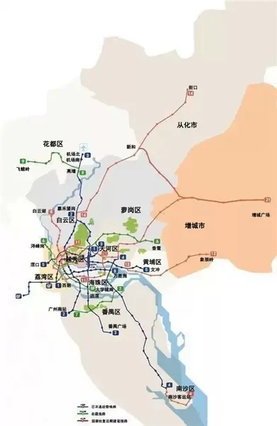 广州地铁累计开通里程将超过500公里,线路将遍及增城,从化等广州市各