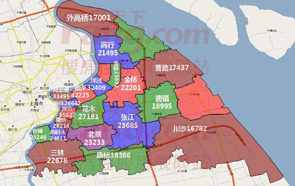 上海17区县板块二手房价格地图出炉 _房产资讯-上海搜房网