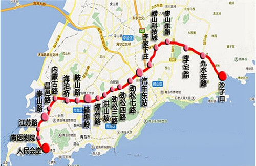 串联青岛西部老城区和东部新区的地铁4号线以及服务于黄岛区的地铁6号