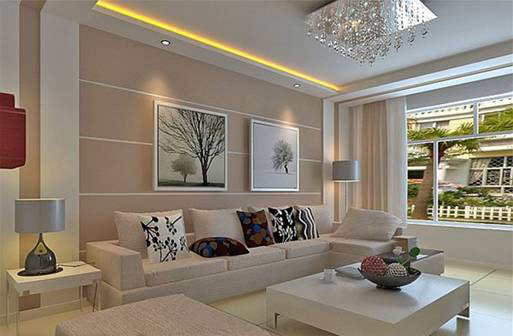这样的沙发背景墙效果图 让你家客厅如同加特效
