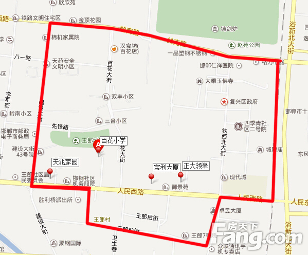 2015邯郸邯山区复兴区重点中小学学区房划分地图图片