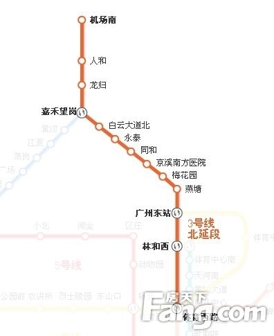 广州地铁3号线线路图 地铁3号线被延段线路图-广州新房网-搜房网