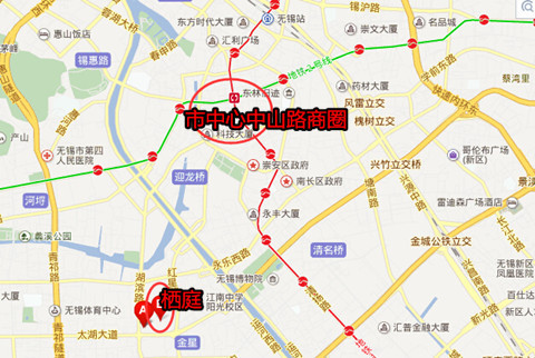 项目本身就在湖滨路商业街附近(在商业街东北方向约800米