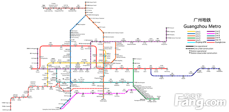 广州地铁6号线最新线路图公布 二期预计年内通车-广州新房网-搜房网