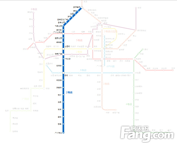 广州地铁2号线线路图全汇集 南北贯穿4区_房产资讯-广州搜房网