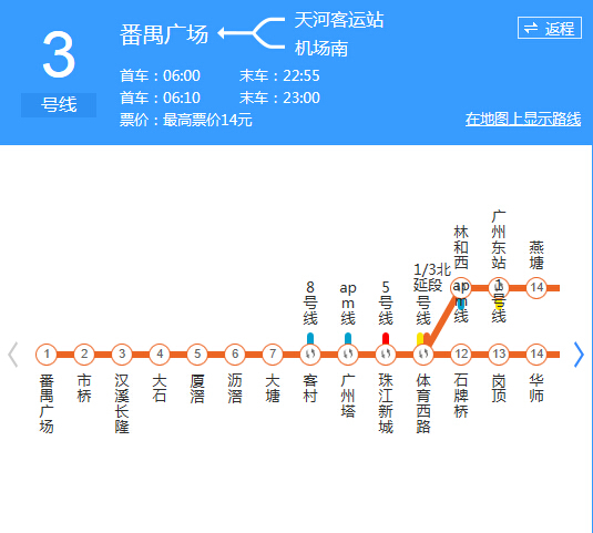 广州地铁3号线线路图 广州地铁3号线站点_房产资讯-广州搜房网