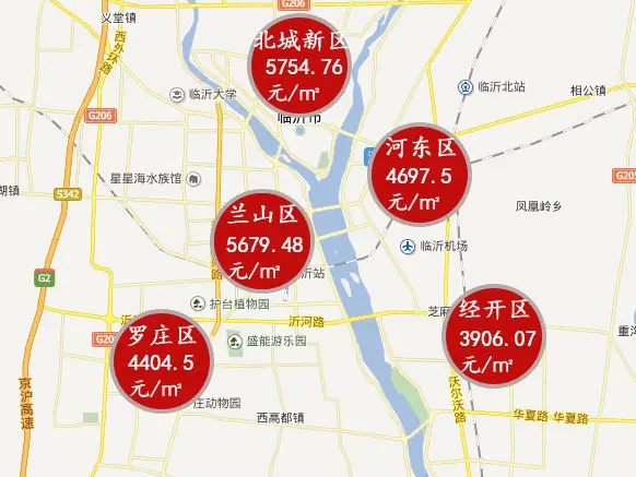 临沂最新区域房价地图曝光 北城新区房价超过兰山