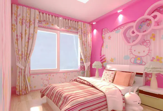 公主的粉色系列女孩房!儿童房装修设计效果图