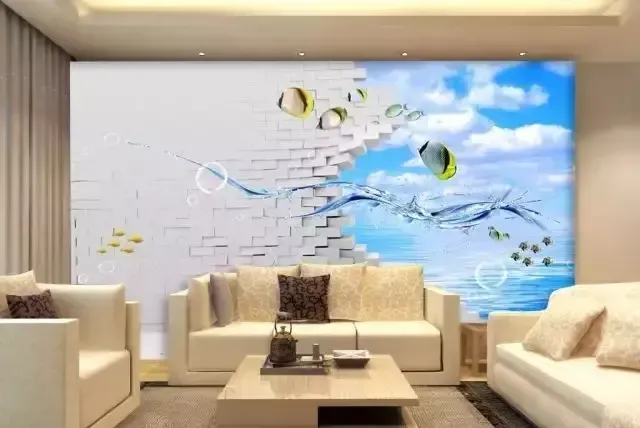 2015最流行小户型客厅3D电视背景墙装修效果