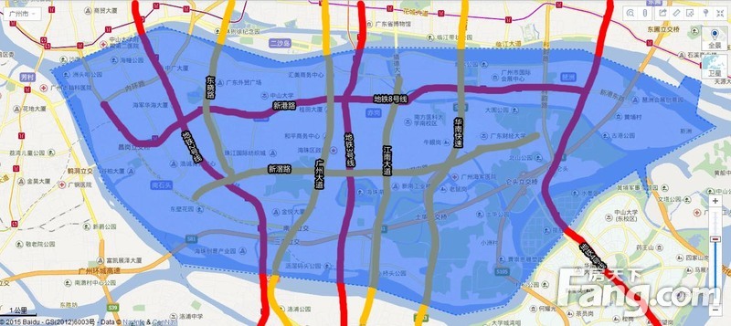 广州海珠区铂丽酒店距荔湾区陆居路2号的距离本数据来源于百度地图图片
