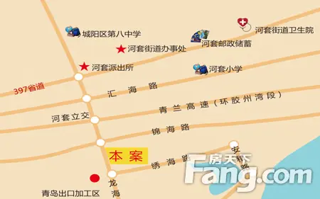 青岛高新区,青岛出口加工区及城阳区红岛街道,河套街道,占地面积约为