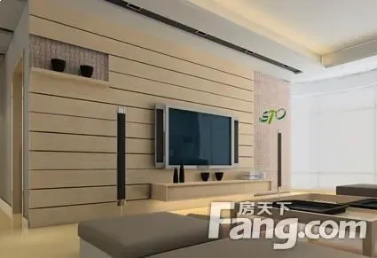 现代简约客厅木质电视背景墙装修效果图 时尚