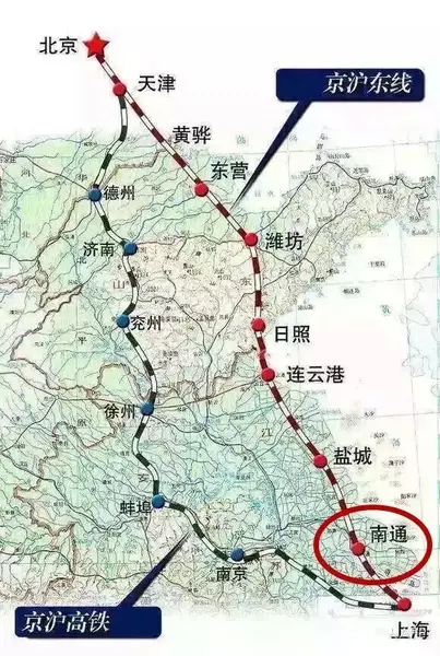南通人快看,据说这是京沪高铁东线图!分到北京!