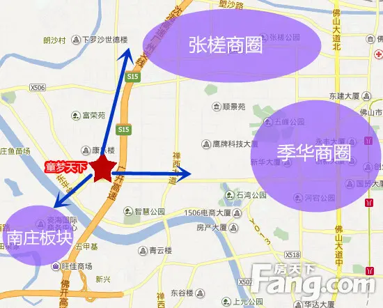若驾车出行,随着季华二路往东行走,就连通季华商圈,往西行则能通到