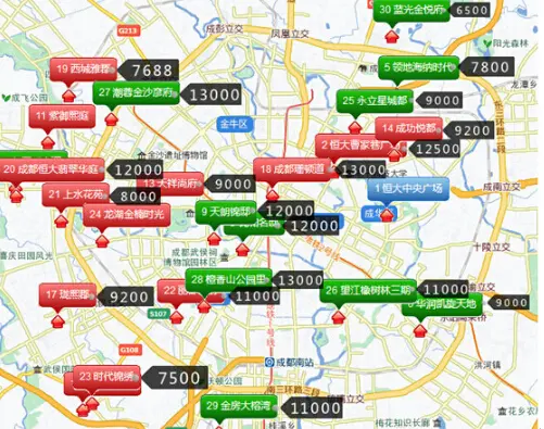 新成都楼市房价地图看二仙桥如何成仙