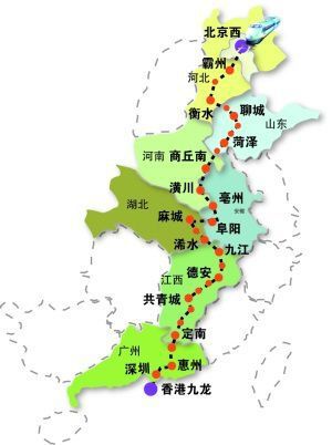 京九高铁走向基本确定 开通后北京到香港只要7小时(图图片