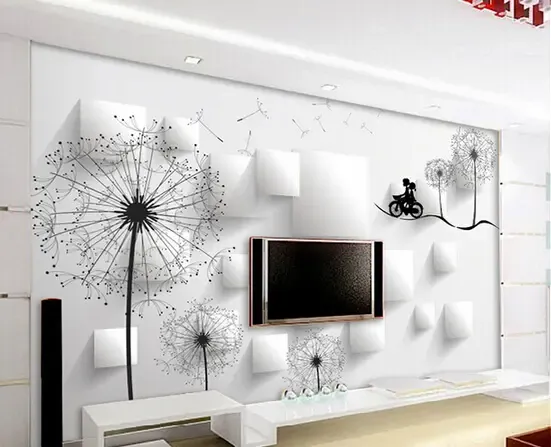 50款现代简约无纺布客厅壁纸装修效果图欣赏