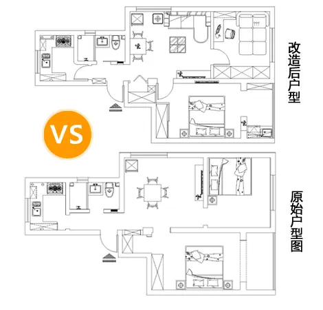 65平二室一厅老房省钱改造 变身简约婚房