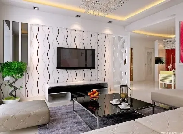 简约大气客厅电视背景墙效果图2015款 时尚家