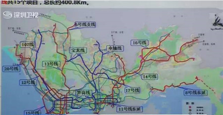 深圳地铁四期工程轨道线路示意图