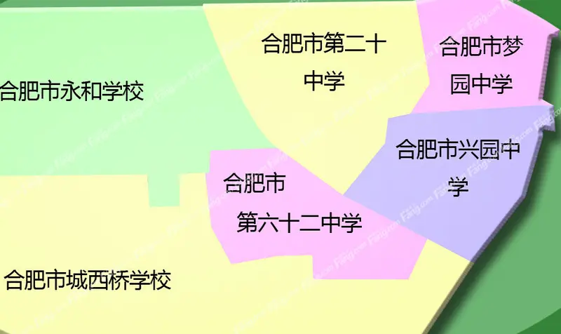 如上是合肥高新区学区划分之中学分布图(部分)
