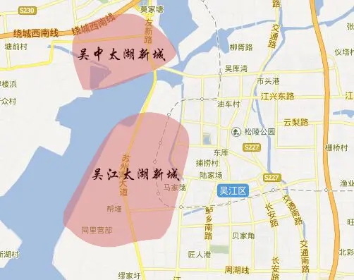 首先我们来看看太湖新城吴江和吴中范围划分:苏州太湖新城吴江 与