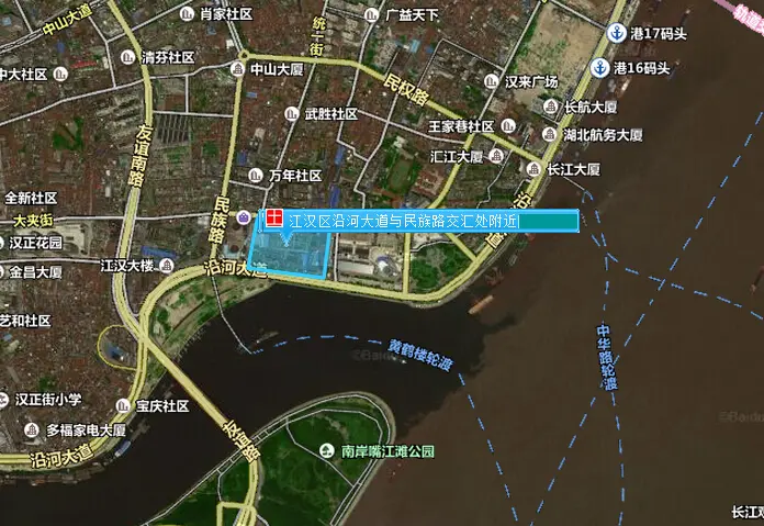 江漢區(qū)沿河大道與民族路交匯處附近