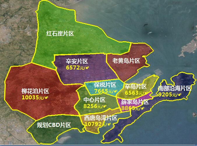 1月青岛区域房价地图:主城区现抄底价近郊逆市上涨