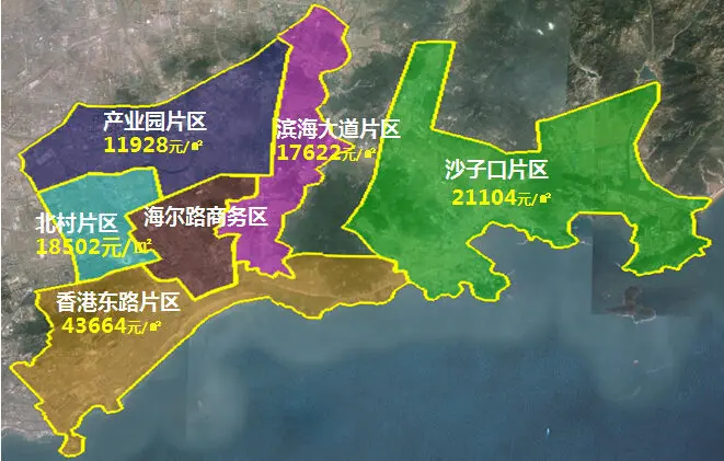 青岛崂山区各片区分布图(数据来源:鹏翔数据中心)