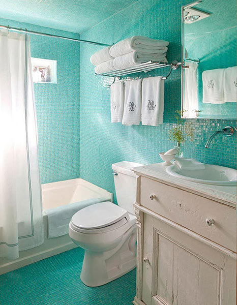 9款蓝色卫浴间装修设计实例 气质蓝演绎转角遇