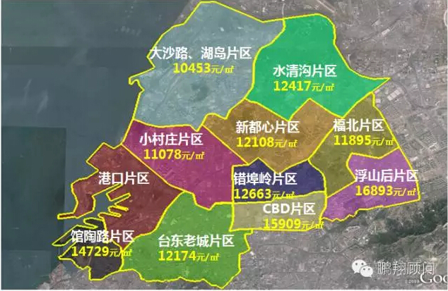 1季度青岛区域房价地图:主城区房价坚挺近郊上涨图片