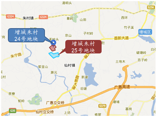 广州增城区朱村两宗地块位置图