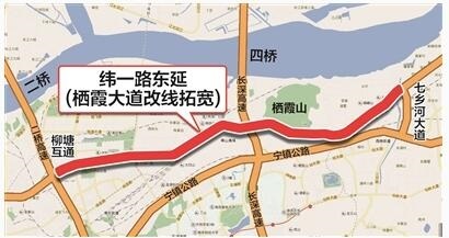 项目起自于七乡河大道交叉处,接346国道南京龙潭段,跨过七乡河,经