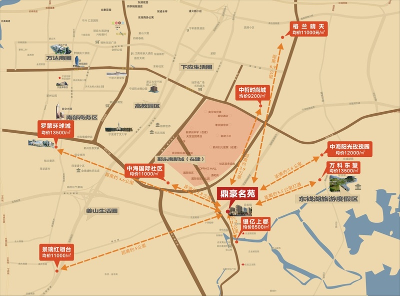 周边10公里左右的商圈有环球银泰城,鄞州万达,东部新城,培罗城广场图片