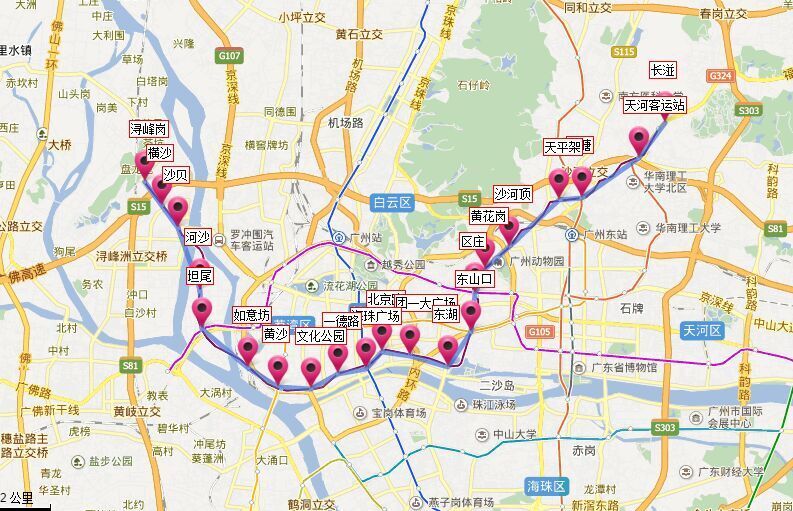 广州地铁6号线线路图 6号线一期开通二期将年底通车图片