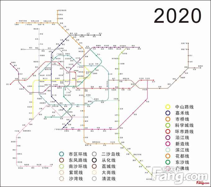 【广州】其他 :最新广州地铁线路图高清版 含2020年前所有新开线路-楼市热议业主论坛- 北京搜房网