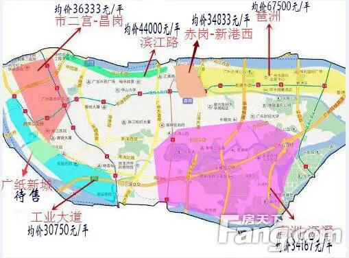 史上全海珠房价地图 房价走势 板块价差达4万/平