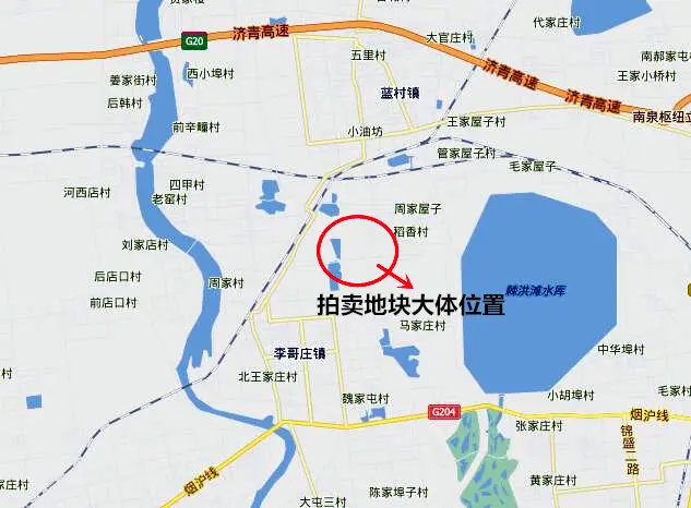 根据拍卖公告显示,该地块位于胶州市李哥庄镇桃源大街东侧,北五路