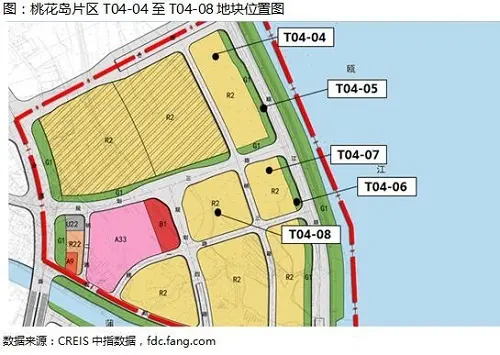 图:桃花岛t04-04至t04-08地块位置图