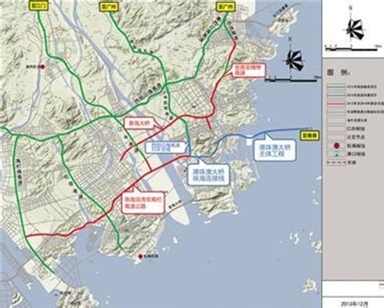 金琴高速沿途设置广珠东线路口,金塘路,三台石路,梅华路,造贝,珠海