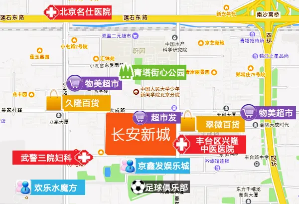 长安新城周边配套齐全 长安新城靠近大成路的一侧有超市发,里面东西