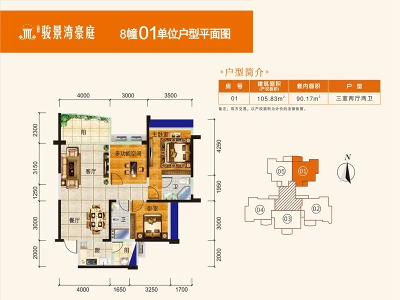 以下为开平骏景湾豪庭8幢户型图