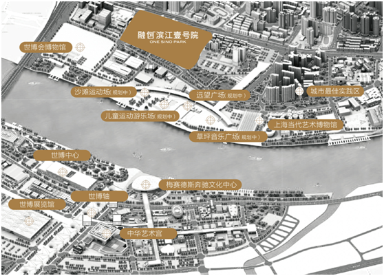 世博滨江有约3公里江景段,这几年已发展成为仅次于外滩两岸的上海第二