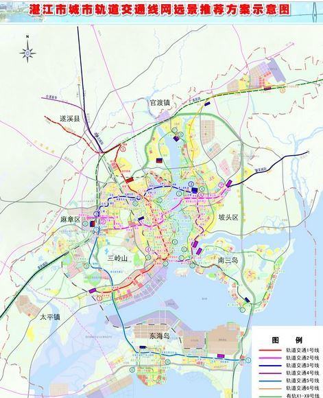 按照规划未来湛江地铁将规划2条线路,在2020年前,基本是地铁一号线和