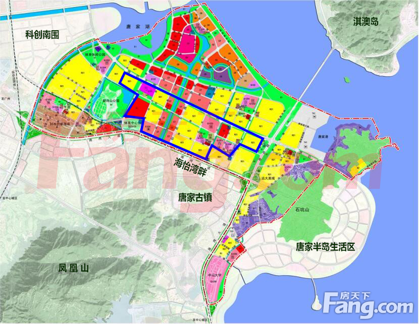 滨海生态新城建设示范区,珠海体现湾区职能桥头堡",规划总用地面积为