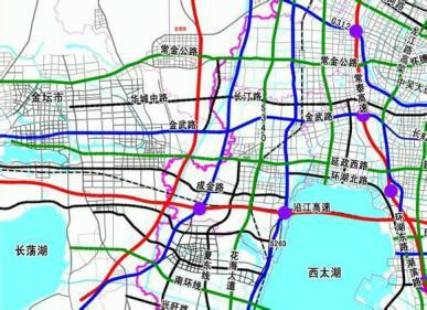 轨道交通规划,有s1,s2,s8三条 通往金坛 三条快速路(金武快速路,钱资