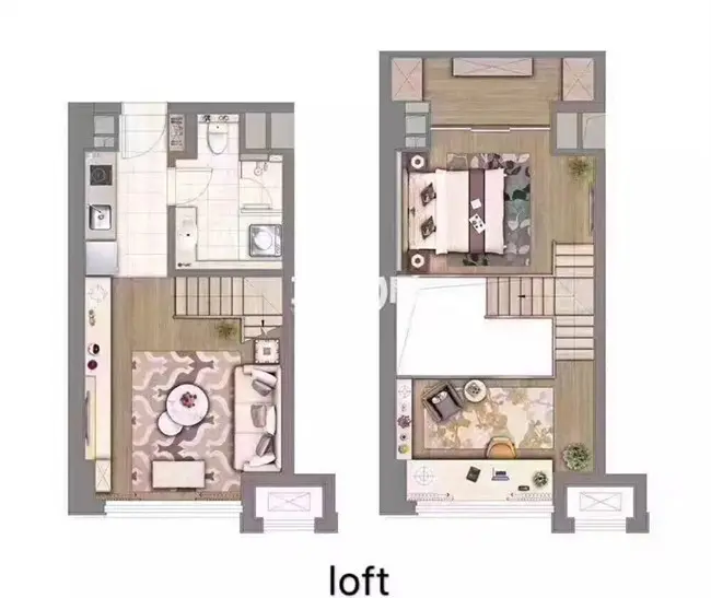 下面为45平方米的双钥匙loft户型图鉴赏